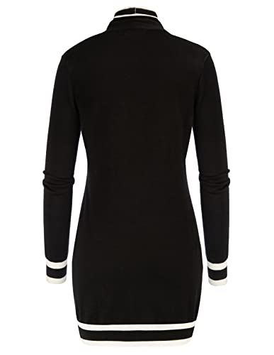 Open Front Knit Cardigan Jacket For Women Black Knit Cardigan Sweater For Women For Office(Contrast Black,Xl) #TOP2