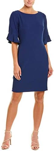 Karl Lagerfeld Paris Women's ¾ TULIP SLEEVE CREPE DRESS, Canal, 6