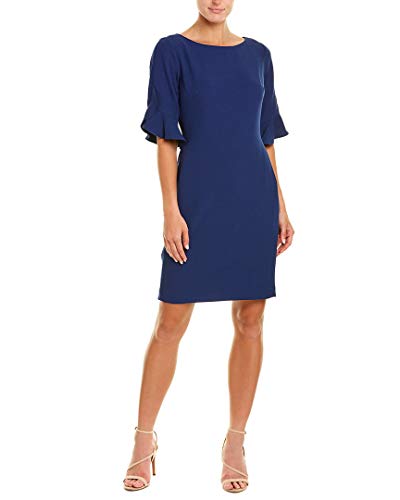 Karl Lagerfeld Paris Women's ¾ Tulip Sleeve Crepe Dress, Canal, 6 #TOP1