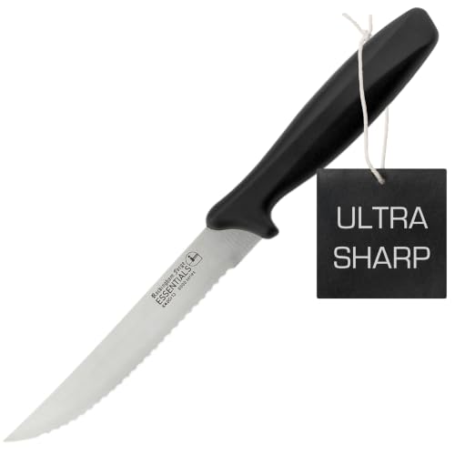 Rockingham Forge Cuchillo multiusos dentado 12.5 cm, cuchillos de cocina ligeros y afilados de acero inoxidable con mango negro