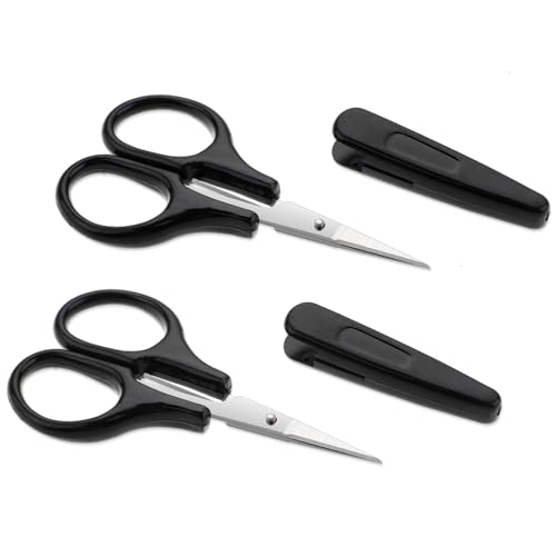 2Pcs All Purpose Craft Scissors Stainless Steel with Protective Cover Mini Detail Craft Precision Straight Fine Tips Design for Paper Cutting Scrapbooking