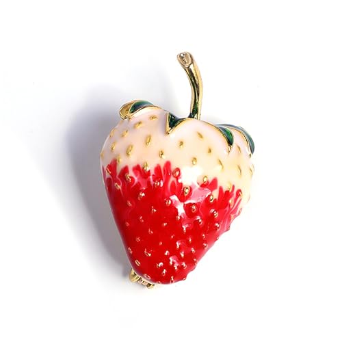 Image of coadipress Cute Strawberry Enamel Brooch Pins for Women Red Strawberry Dripping Oil Fruit Brooches Fashion Elegant Fruit Lapel Pin Badge Jewelry Gift