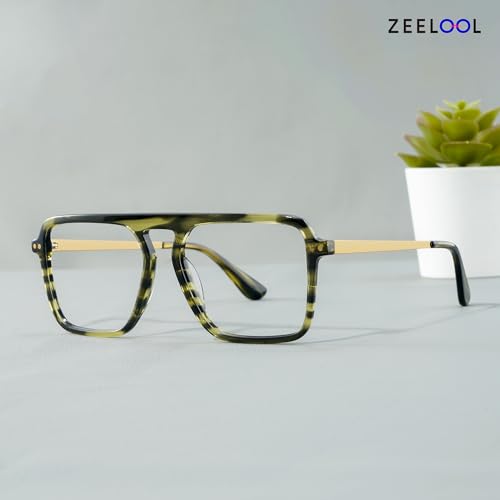 Image of Zeelool Trendy Aviator Blue Light Blocking Glasses for Men Computer Glasses ZJGX821109-02 Green