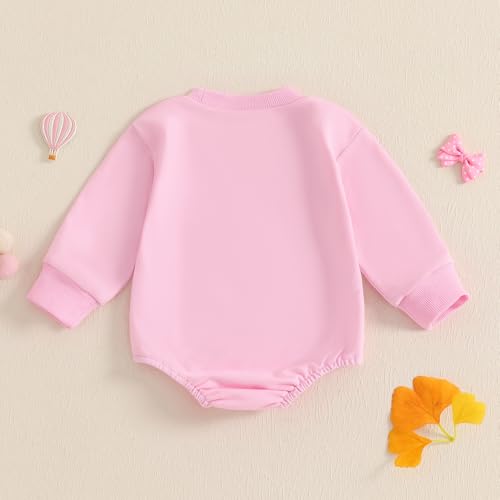 Newborn Baby Girl Outfit Letters Embroidery Sweatshirt Bubble Romper Cute Long Sleeve Bodysuit3