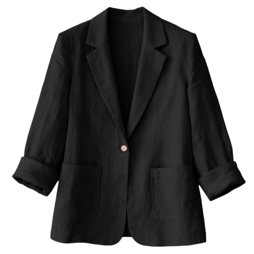 Image of Women Suit Coat for Commute and Meetings with Single Button Front, Notched Lapel Layering Piece Wear Women Suit Casual Work Business Casual Outfit Notched Lapel Single Breasted Long Sleeve Button Fit