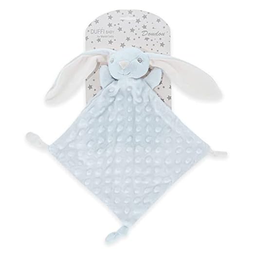 Duffi Baby - Dou Dou Bebe Recien Nacido. Doudou Topitos Conejito para Bebes. Peluche atrapasueños Infantil Suave. Manta Meses Bebe para Cuna Cama minicuna. Tamaño 24 x 24 cm. Color Azul