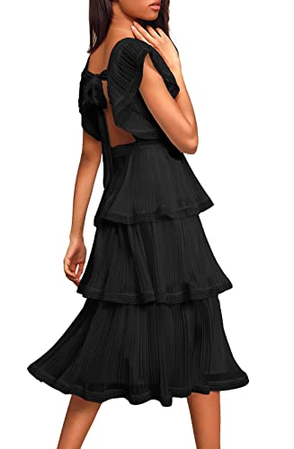 Image of Womens Summer Ruffle Maxi Dress Tiered Chiffon Wedding Guest Cocktail Dress | ETCYY Summer Dresses,Ruffle Dress,Maxi Dresses,Boho Floral Dress,Wedding Dresses,Beach Vacation Dress,Spring Dresses