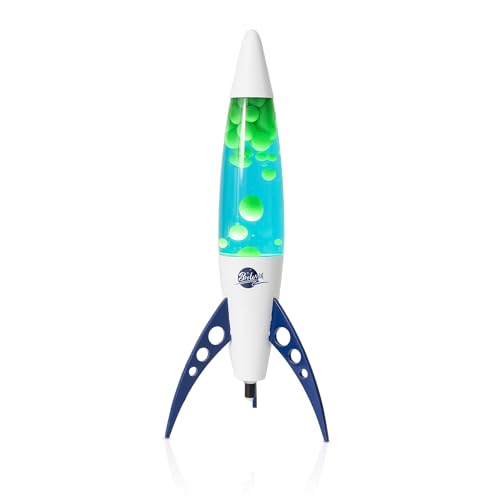 Brewish Liquid Motion Lamp | Magma Lamp with Blue Liquid Green Wax | Space-Inspired Rocket Lamps for Kids, Adults | Night Light | Cool Stuff for Home, Office, Room Decor | Unique Table Lamp to Gift