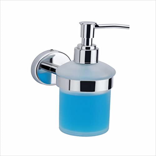 Image of Premium Stainless Steel Wall Mounted Liquid Soap Dispenser for Bathroom & Kitchen - Matte Black Finish, Rustproof, Reusable Soap Pump with Level Indicator Window (Round 304)