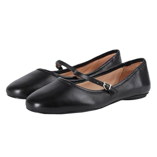 Milooey shoes Women Cute Round Toe Ballet Flats Comfy Ankle Strap Mary Jane Flats Low Heel Walking Dress Dance Office Shoes Size 4-16 Us3