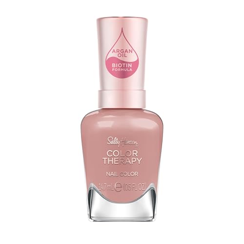 Sally Hansen Color Therapy Nail Polish | Biotin, Argan Oil, Long Lasting, Healthy Nails, Nail Strengthener, Opaque | 199 Eiffel in Love | Mauve Pink Nail Color