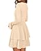 PRETTYGARDEN Womens Fall Fashion 2025 Long Bell Sleeve Mini Sweater Dress Casual Crewneck A Line Knit Short Cocktail Dresses(Beige,Large)