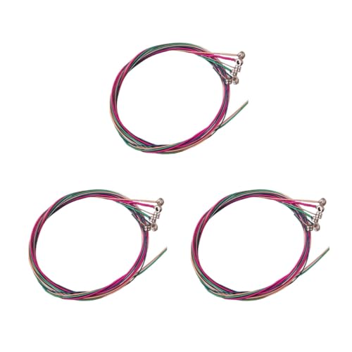 Msagkah 3 juegos de 6 cuerdas para guitarra acústica, acero inoxidable, repuesto para guitarra acústica (multicolor)
