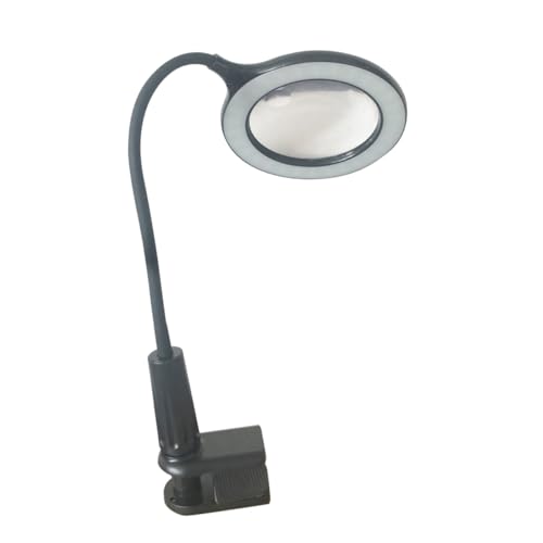 OSALADI lámpara de lupa ligero luces mesita de noche condujo espejo de aumento abrazadera lampara escritorio flexo escritorio lupa LED lámpara de escritorio llevada Luz para leer Black