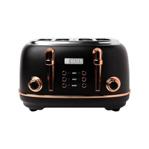 Haden Heritage Black 4 Slice Toaster with Adjustable Browning Cover