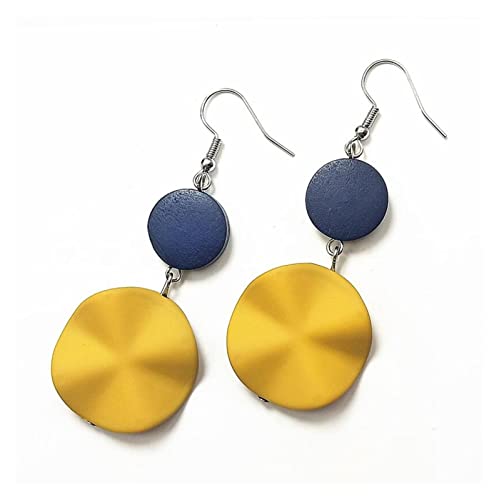Boucles d'oreilles pendantes géométriques en bois grand format rond pour femme