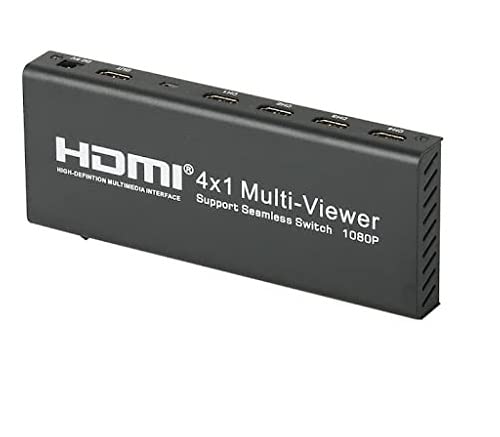 Image of Microware HDMI Multi-Viewer 4x1 Seamless Switcher with IR Reimote Control and 6 Display Mode Supports HD 1080P for PS4 PC DVD, HDMI Quad Viewer (Black)