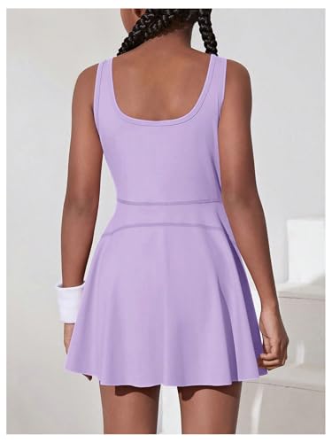 Girl's Sleeveless Pleated Golf Tennis Dress with Built in Shorts and Pocket Scoop Neck Athletic Active Dresses3