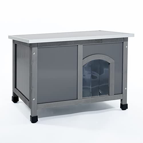 Feel Good Plastic Dog Kennel with Solid Wooden Frame Includes Lift Up Roof, Rain and Wind Protector Ideal For Mini Miniature Small Breed Puppys.