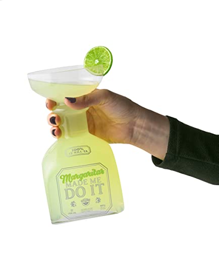 Bigmouth Margarita Bottle Glass –Hilarious Glass Holds Up To 32 Oz –Glass Shaped Like A Tequila Bottle,Reads,“Margaritas Made Me Do It”,Make A Great Gift For Margarita Lovers,Clear (Bmwg-0025),1 Count #TOP1