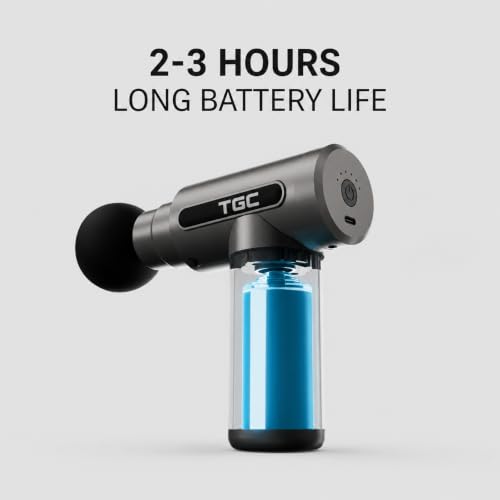 Image of Massage Gun For Pain Relief Deep Tissue - Portable Handheld Body Massager for Muscle Recovery & Pain Relief - 6 Speed Levels, 4 Specialized Heads for Back, Legs & Athletes 1 Month Warranty (Multicolour) (Black )