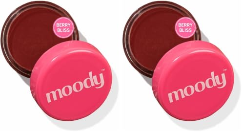 Image of Moody Plush 3-in-1 Lip, Cheek & Eye Tint - Berry Bliss with Cacao Butter, Shea Butter & Jojoba Oil | Long Lasting | Paraben Free Lip Balm Moisturizer For All Skin Type, 5gm (Pack of 2)