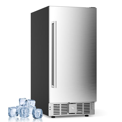 Electactic 15 Inch Outdoor Beverage Refrigerator Undercounter Beverage Cooler with Stainless Steel Door Built-in & Freestanding Drink Fridge for Beer Wine Soda Outdoor Fridge for Patio Home Kitchen