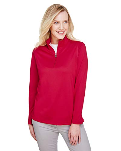 Sudadera Harriton mujer roja S con tejido antienganches y cremallera de un cuarto funcional