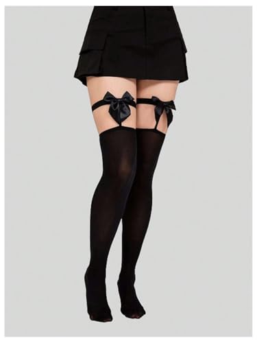 SweatyRocks Women's Cut Out Bow Thigh High Stockings Over The Knee Socks Long Stockings2