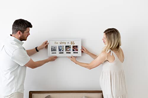 Kate & Milo ‘The Story Of Us’ Wedding Collage Picture Frame, Our Love Story Keepsake, Engagement, Bridal Shower Or Wedding Gift For Couple, Wall Mount Photo Frame, 4" X 4" Photo Inserts, White #TOP3