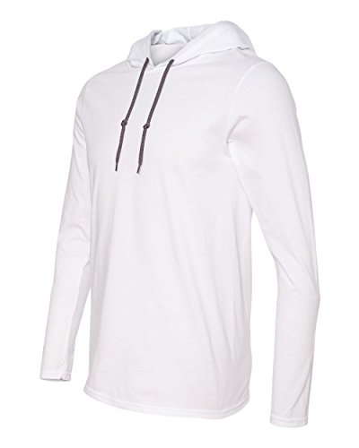 Anvil Lightweight Long Sleeve Hooded T-Shirt. 987 Xx-Large White/Dark Grey #TOP2