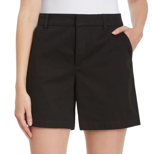 Gloria Vanderbilt Women High Rise Cotton Chino Shorts (Black, 14)