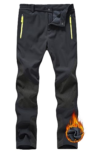 YSENTO Pantalon de randonnée pour femme - Pantalon d’extérieur imperméable - Pantalon Softshell - Hiver - Chaud - Doublure - Coupe-vent - Ski - Trekking - Pantalon fonctionnel, Noir , L