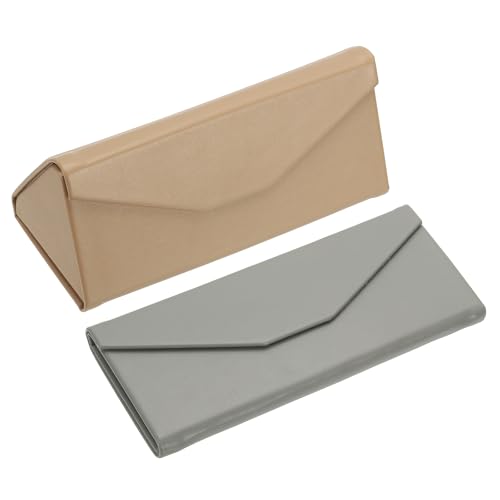 Image of PATIKIL Foldable Glasses Case, Triangle Magnetic Sunglasses Organizer Case PU Leather Hard Eyeglass Case for Women (2 Pcs)