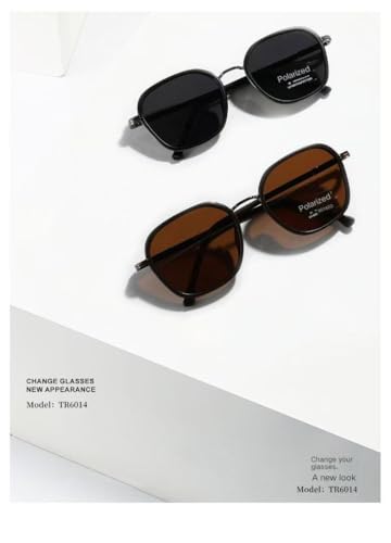 Vintage Polarized Sunglasses, TR90 Frame, Brown Lens, Unisex Square Aviator Style3