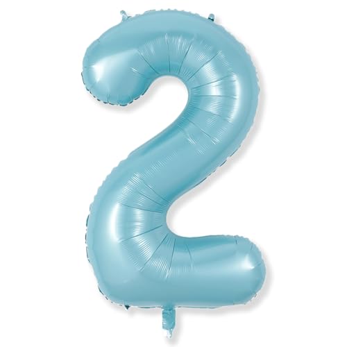 Image of 40 Inch 2nd 20th Birthday Number Balloon, Baby Blue Foil Giant Self Inflating Balloons, Light Blue Helium Number Balloons for Boys Kids Happy Birthday Party Anniversary Party Decoration Supplies