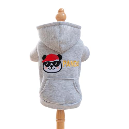 AttRex 可愛い ペット犬の服 Tシャツ 秋冬 ボア付き 暖かい 防寒 ドッグウェア パーカー 小型犬 中型犬 猫服 お散歩お出かけウェア ボーダー柄 (XS,グレー・B)