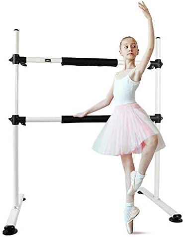 SHANTRA Ballet Barre 44 inches, Freestanding Ballence Ballet Barre Portable for Home, Dancing Strectching Bars for Kids & Adults, with 5\"-51\" Height Adjustable Fintness, Included Magnetic Level