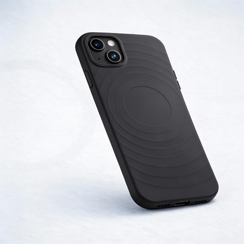Image of amazon basics Shockproof Case for iPhone 15 | Ripple Pattern | Camera Protection | Protective Cover with Enhanced Grip & Wireless Charging Support - Black