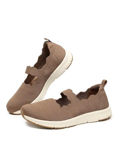 Women's Mary Jane Flats Knit Ballet Flats Comfort Casual Ballerina Walking Dressy Slip-on Shoes with Strap3