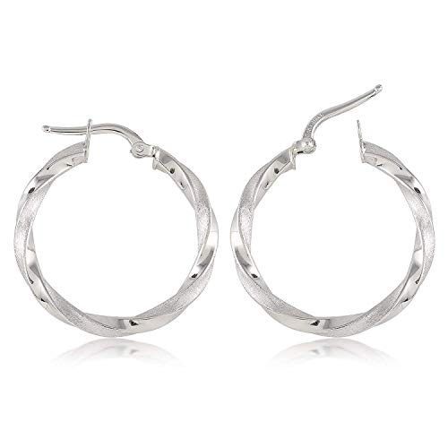 TousiAttar Hoop Earrings - 14k White Gold Earring for Women and Her- Unique Jewelry for Everyday- Satin finished hoops