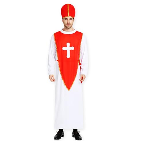 Genérico Déguisement de Jésus et Messie Costume de prêtre avec chapeau Déguisement Bible pour homme Déguisement de carnaval Costume pour la crèche du carnaval...