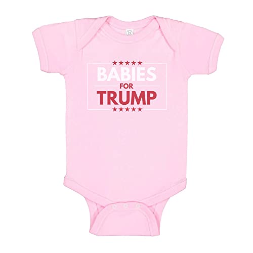 TeesAndTankYou Babies for Trump 2024 Republican Rally Baby Infant One Piece Bodysuit Newborn Light Pink