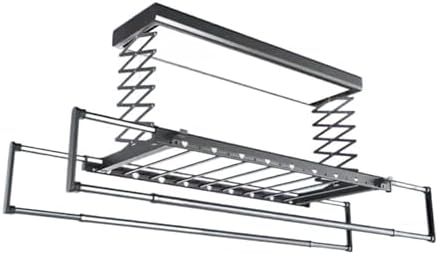 Ceiling Clothes Dryer Aluminium and Steel Electric Clothes Dryer with Remote Control,Electrical Drying Rack Electric Ceiling Mounted Clothes Hanger Remote Control Automatic Lifting Balcony C