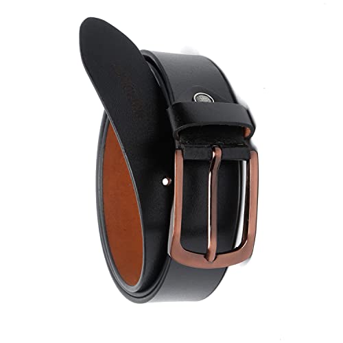 MUTAQINOTI Men's Black Genuine Leather Belt 1.25 inch (35mm) Hand...