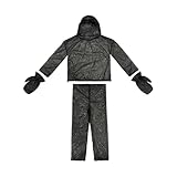 Emiif Full Body Pest Control Net Suit for Adults, Includes Hooded Jacket, Pants and Gloves, Polyester Mesh Protection for Camping, Fishing, Hunting, Gardening, Black, M/L