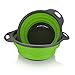 2 Pezzi Scolapasta in Silicone Pieghevole, Filtro Cestino Cucina con Manico, Colander Setacci per Cucina, Lavandino, Domestica, Campeggio, Frutta, Verdura - Verde