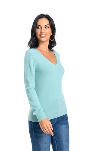 Image of Women's 100% Cashmere V-Neck Long Sleeve Pullover