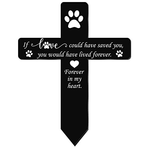 Unittype Pet Grave Marker Memorial for Dogs Loss Stake Memorial Plaques Acrylic Waterproof Dog Grave Markers Cemetery Black Sympathy Garden Stake Gifts for Outdoors Garden Decoration