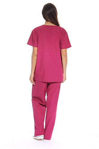Image of Just Love Women's Medical Scrubs Set, 6-Pocket V-Neck Top & Cargo Pants, Cotton Blend Nursing Uniform